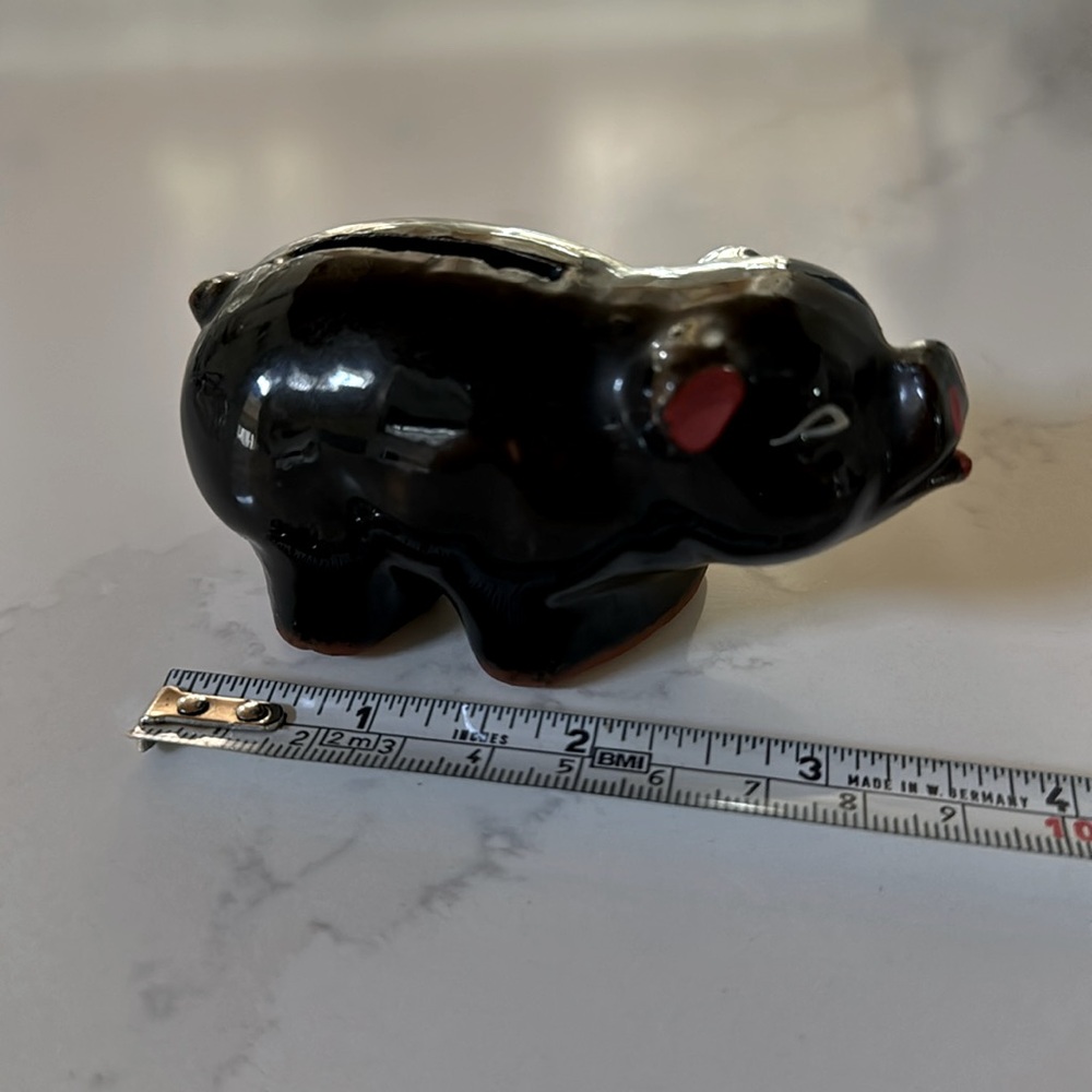 Small black Japan Red Ware piggy bank